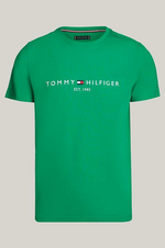 Charger l&#39;image dans la galerie, T-Shirt logo poitrine Tommy Hilfiger vert coton bio
