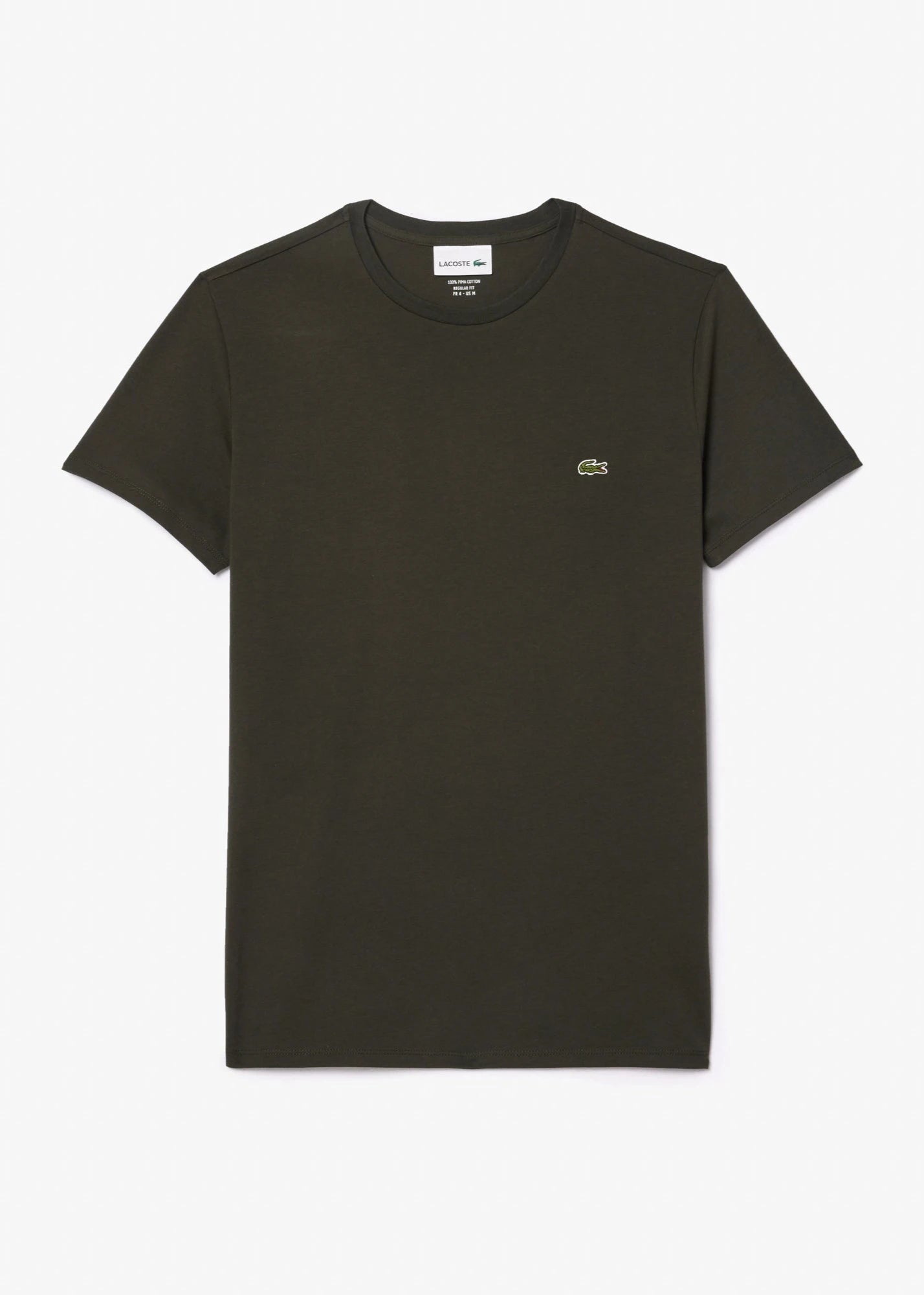 T-Shirt uni Lacoste kaki en coton pour homme | Georgespaul