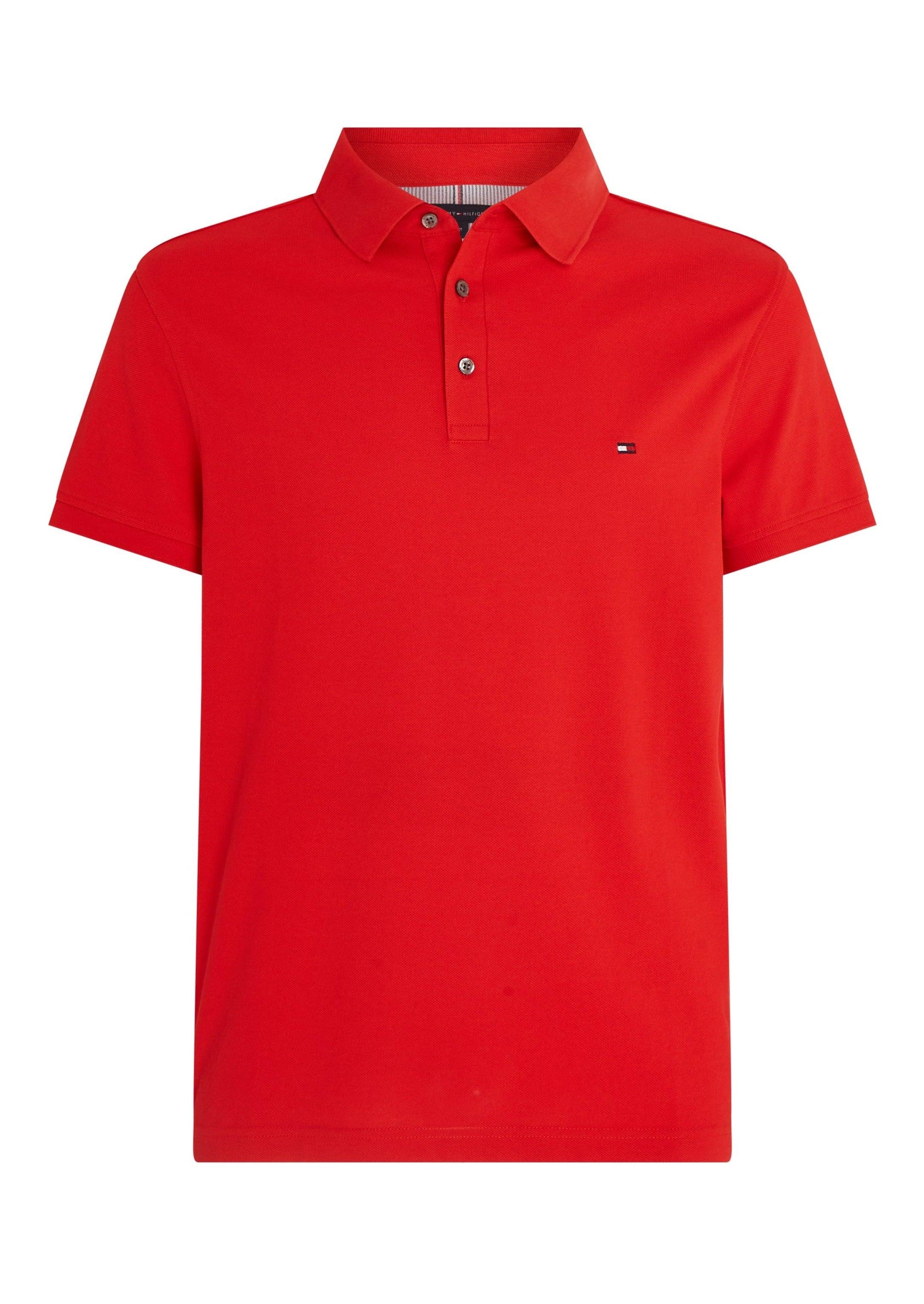 Polo Tommy Hilfiger ajusté rouge en coton bio stretch - Georgespaul