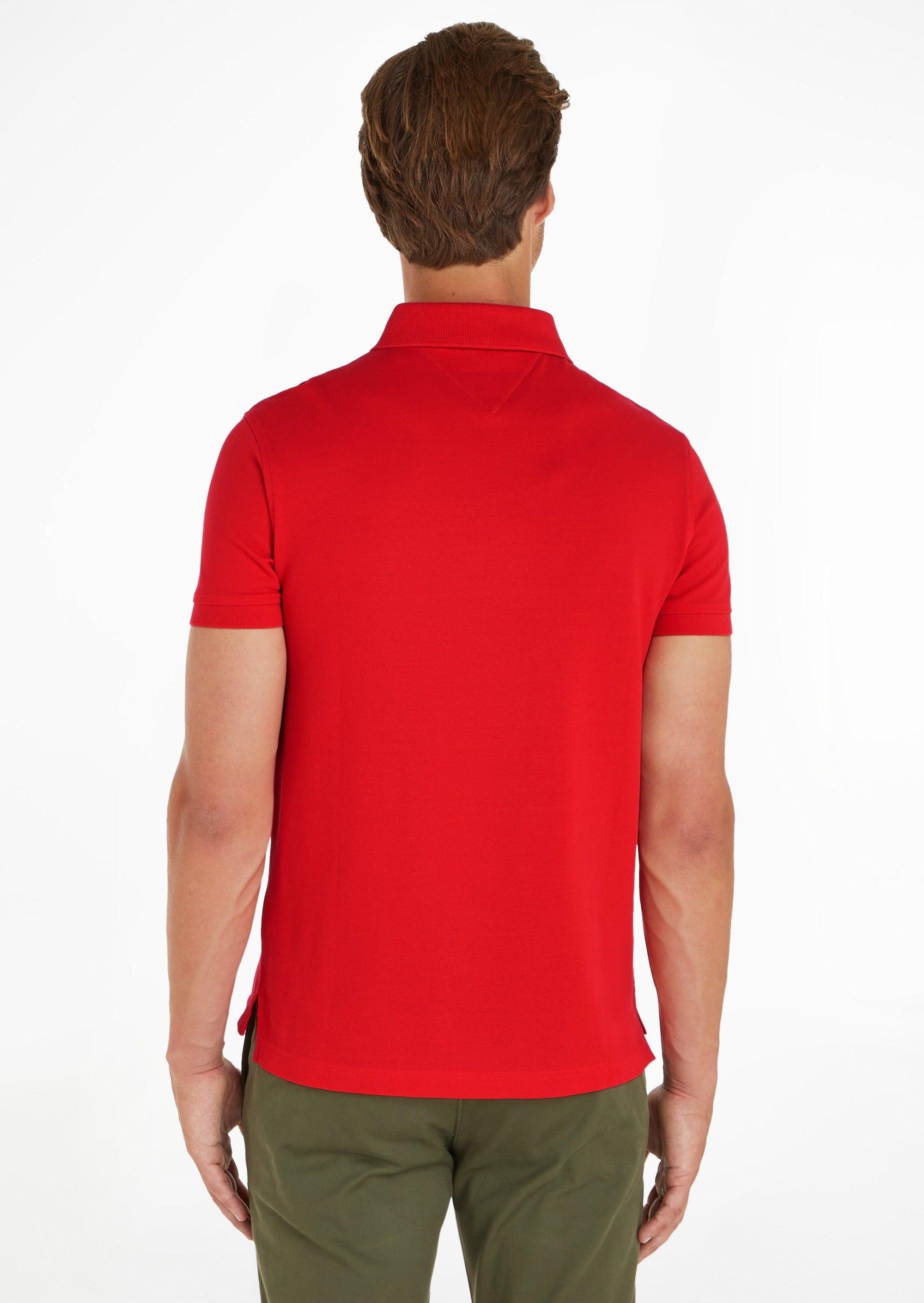 Polo Tommy Hilfiger ajusté rouge en coton bio stretch - Georgespaul