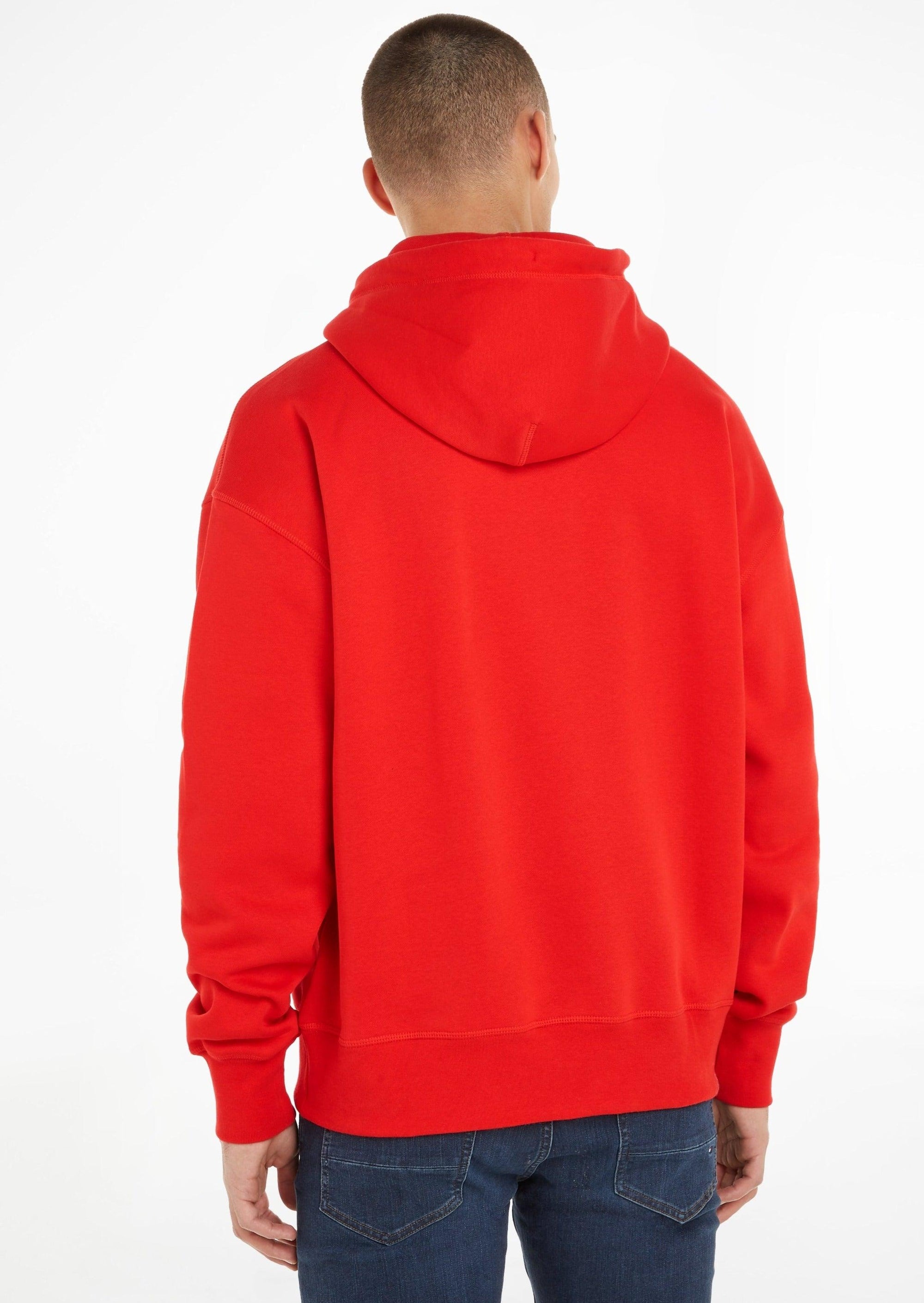 Sweat à capuche Tommy Hilfiger oversize rouge en coton bio - Georgespaul