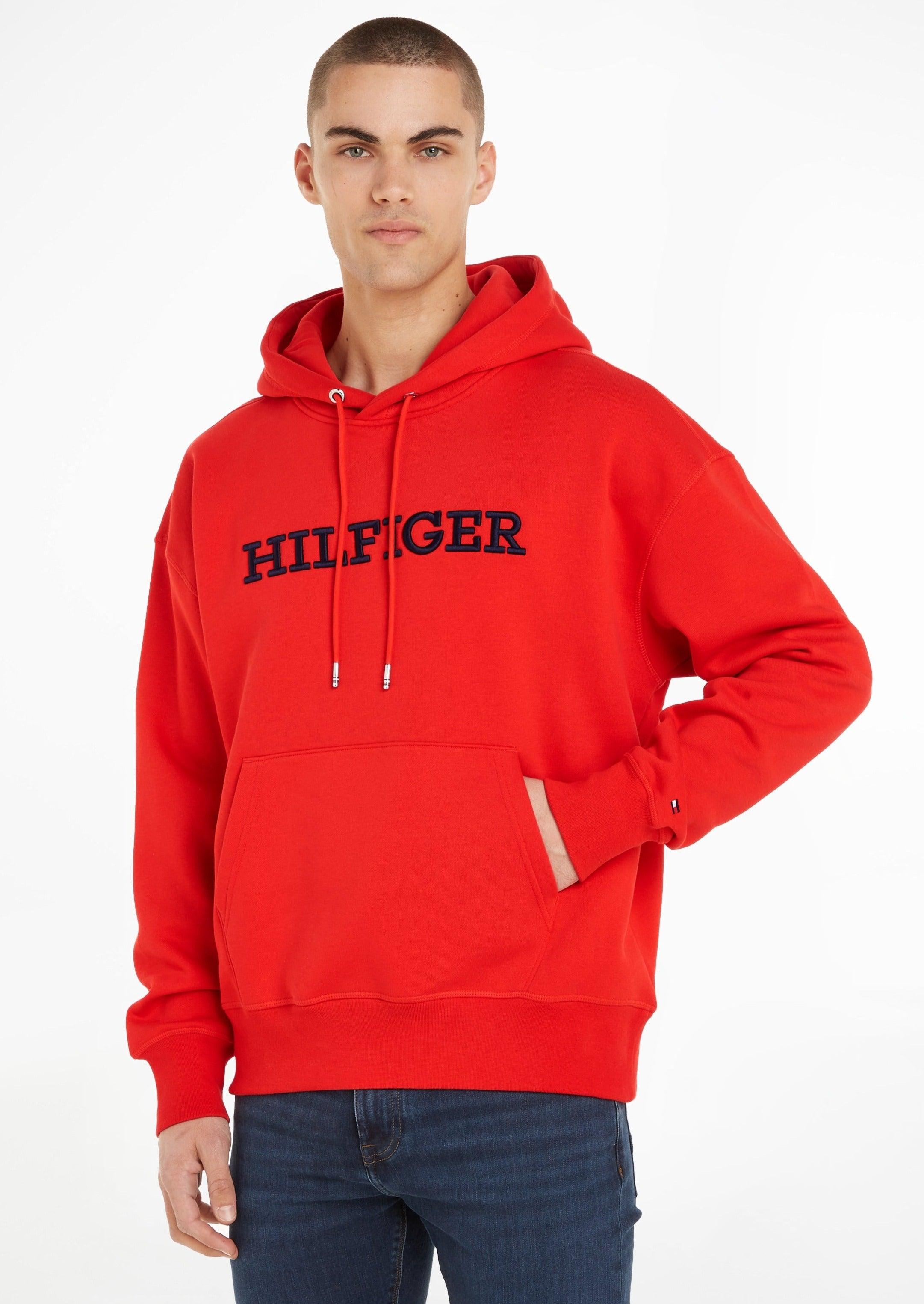 Sweat à capuche Tommy Hilfiger oversize rouge en coton bio | Georgespaul