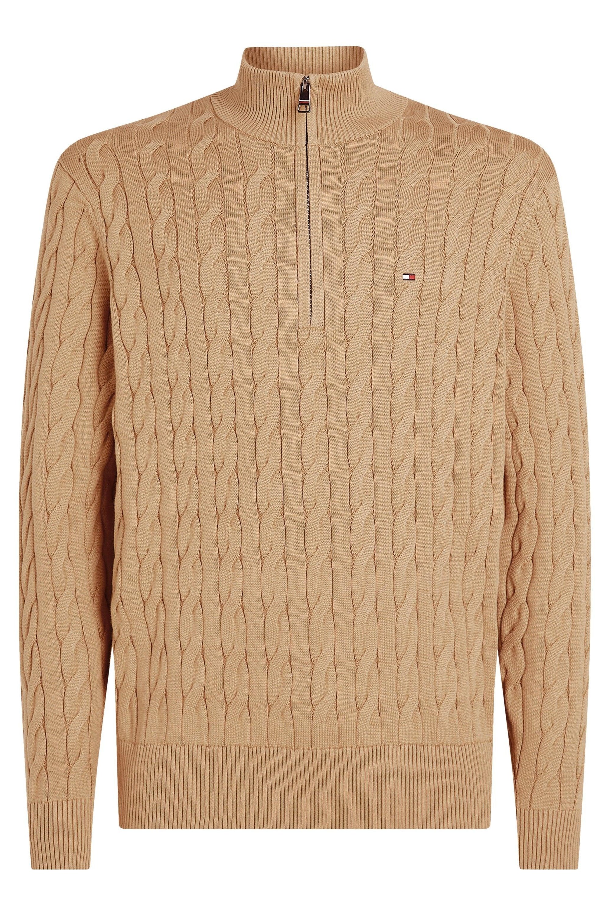 Pull demi-zip Tommy Hilfiger beige - Georgespaul