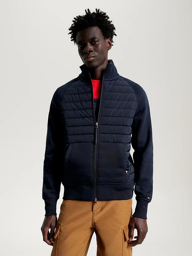 Veste bi-matière Tommy Hilfiger marine en coton bio - Georgespaul