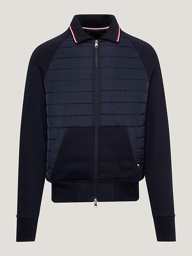 Veste bi-matière Tommy Hilfiger marine en coton bio - Georgespaul