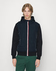 Veste bi-matière à capuche Tommy Hilfiger marine en coton bio - Georgespaul