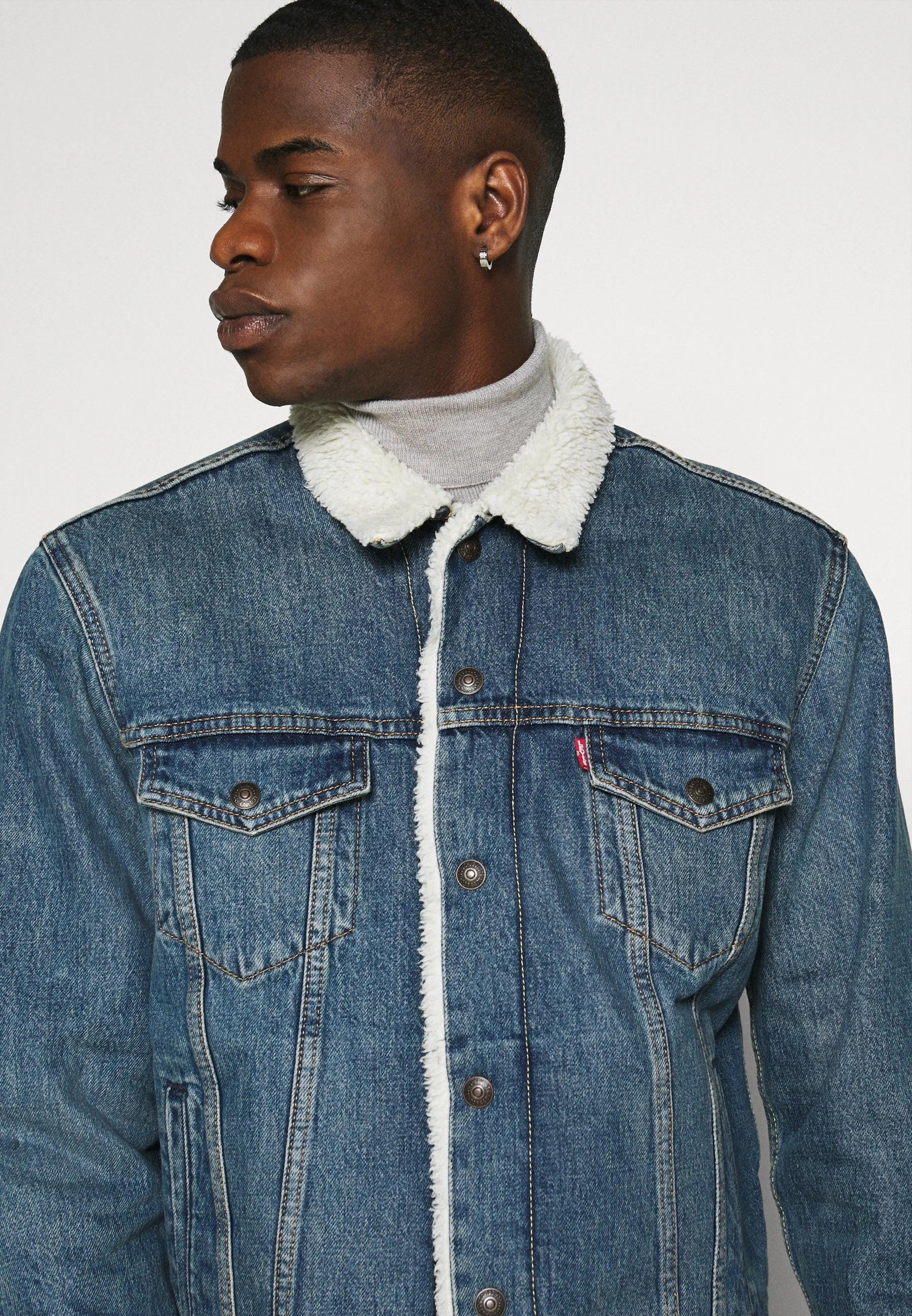 Veste fourrée Sherpa Levi's® bleue en jean - Georgespaul