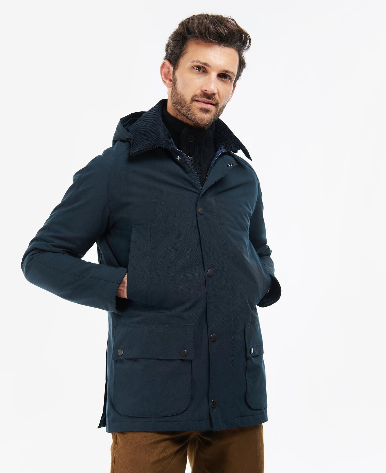 Veste imperméable à capuche Barbour marine - Georgespaul