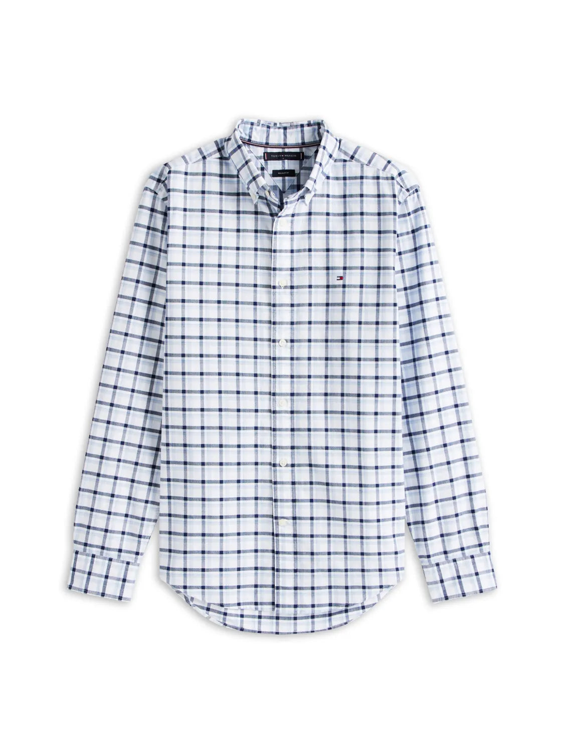 chemise-à-carreaux-tommy-hilfiger-homme-bleue-a-plat