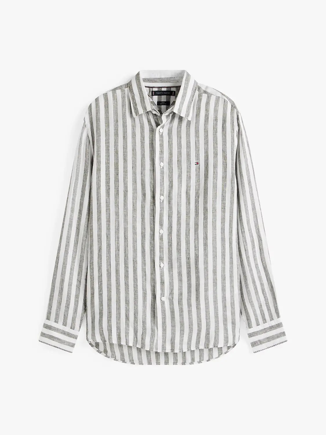 chemise-à-rayures-tommy-hilfiger-homme-verte-a-plat