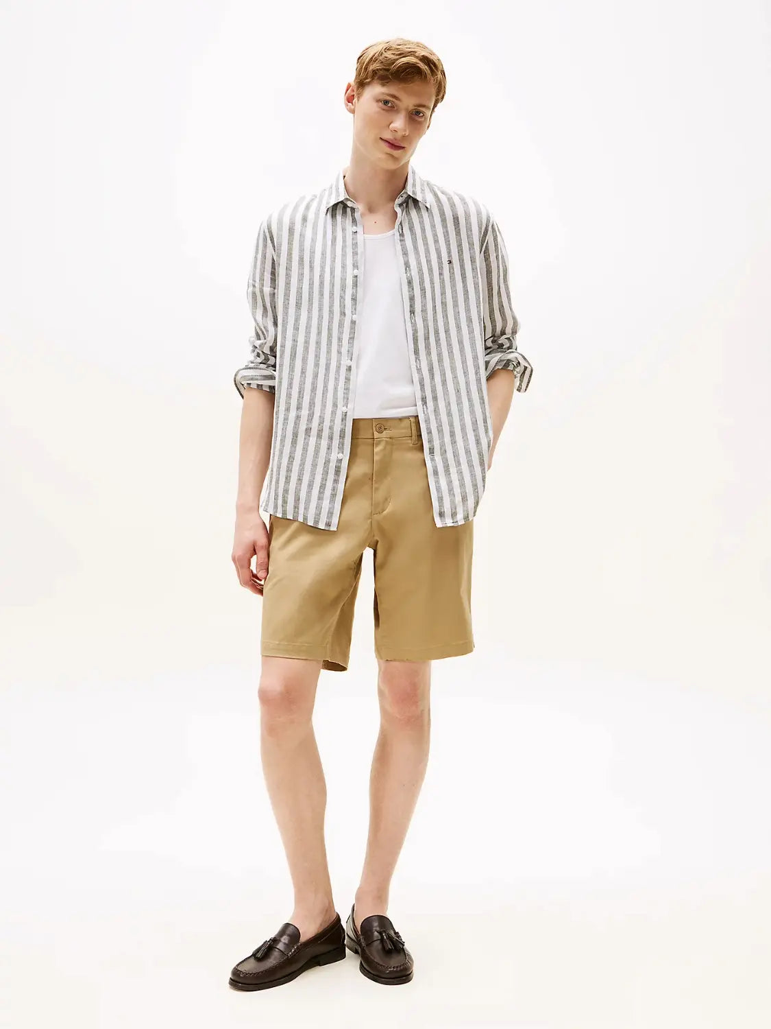 chemise-à-rayures-tommy-hilfiger-homme-verte-porte