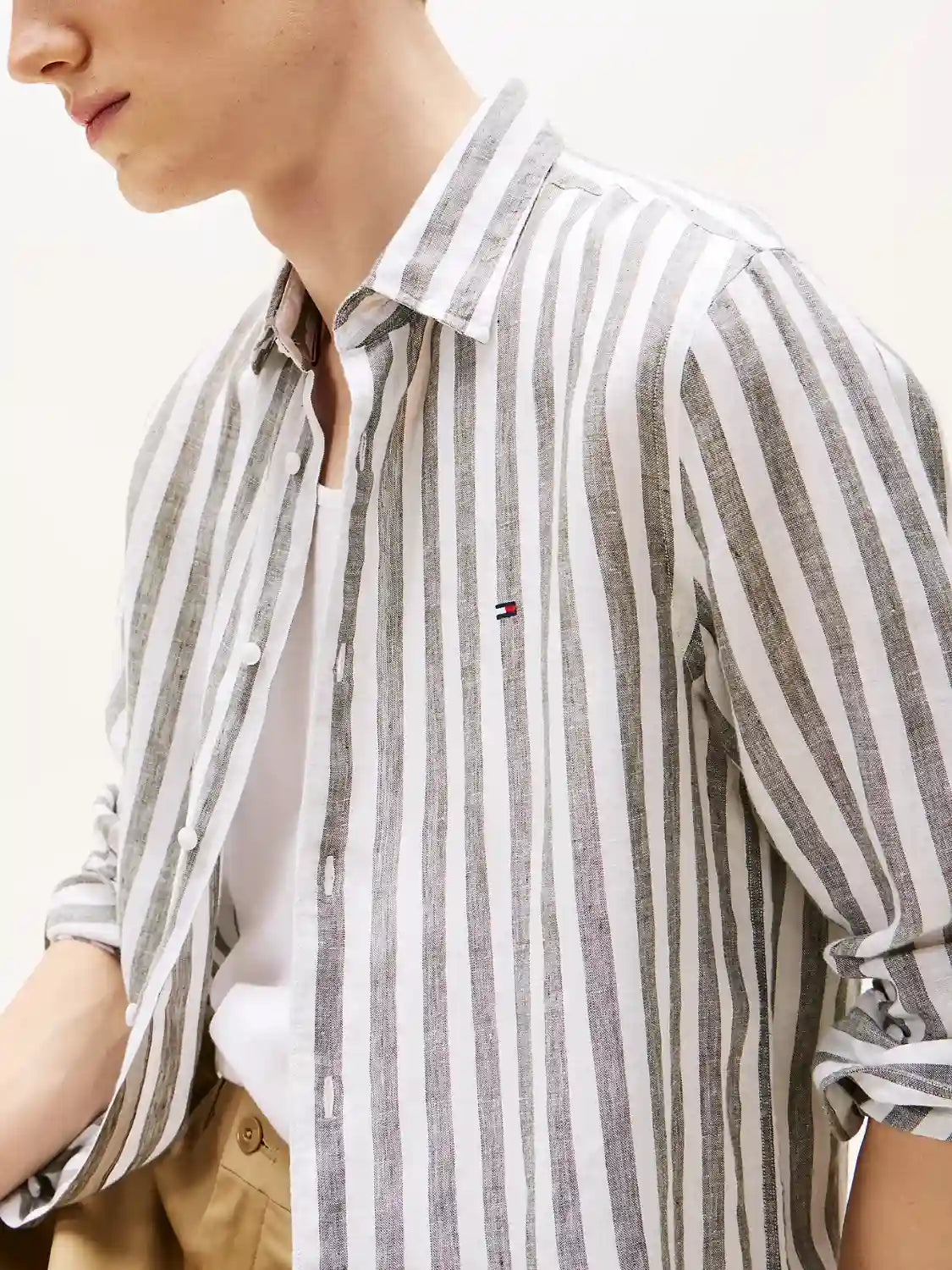 chemise-à-rayures-tommy-hilfiger-homme-verte-zoom