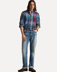 Chemise à carreaux Ralph Lauren bleue en coton