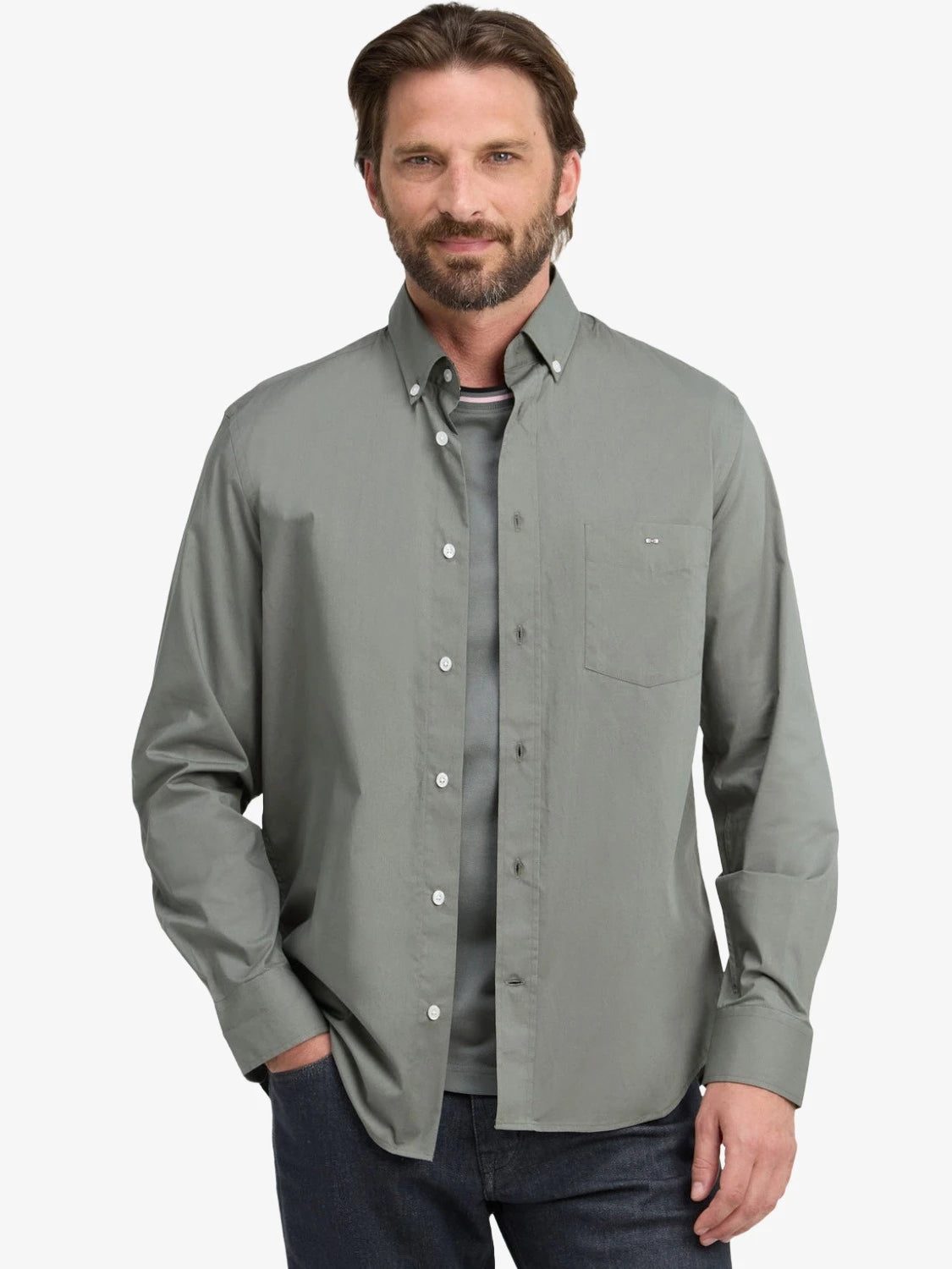 chemise-eden-park-kaki-homme-H26CHECL0009KAF8-face-zoom