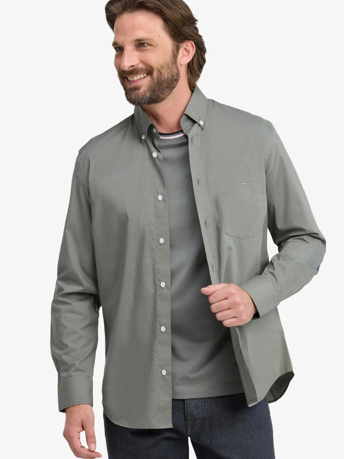 chemise-eden-park-kaki-homme-H26CHECL0009KAF8-face