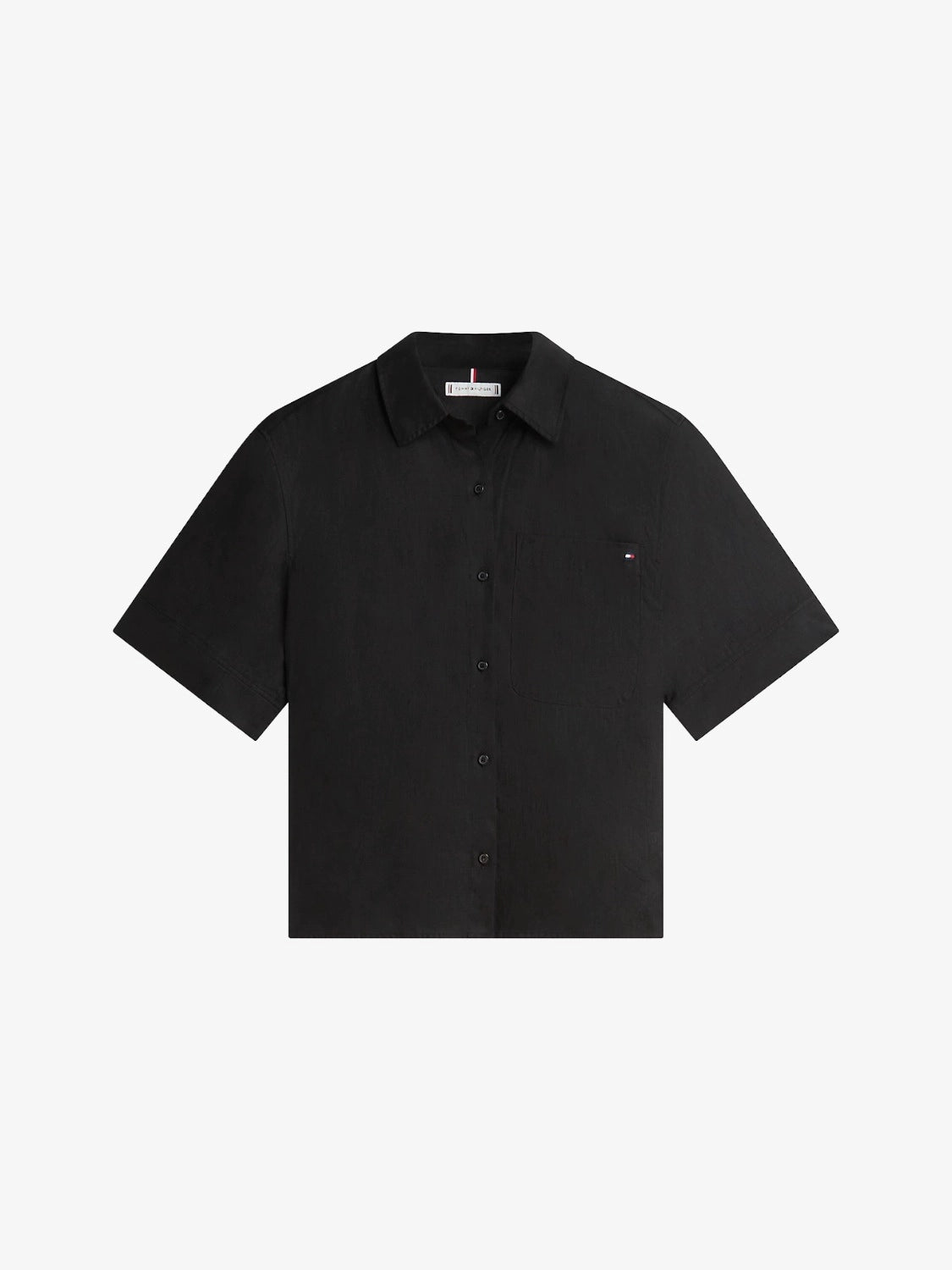 chemise-femme-tommy-hilfiger-noire-lin-WW0WW48925BDS-a-plat