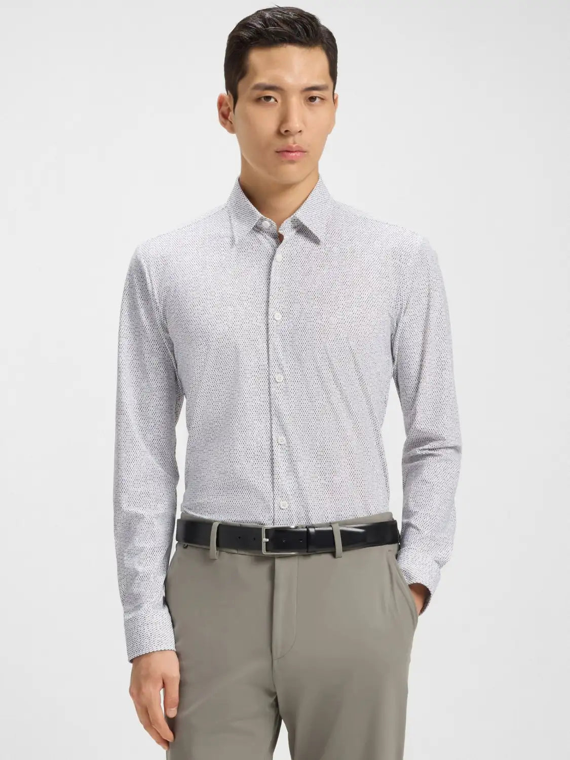 chemise-motifs-boss-homme-verte-face