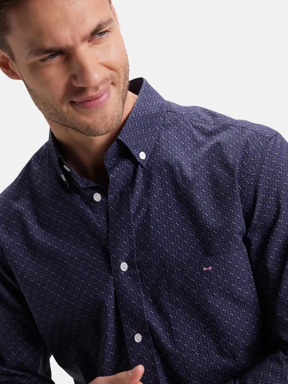 chemise-motifs-eden-park-marine-homme-face-zoom