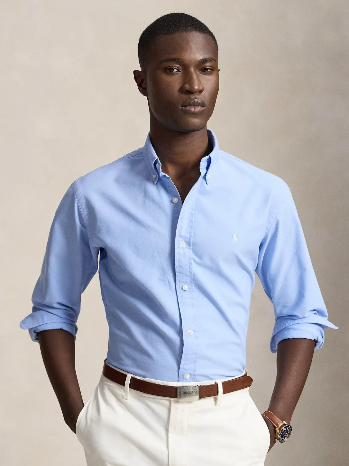 chemise-ralph-lauren-ajuste-bleue-coton-710805564517