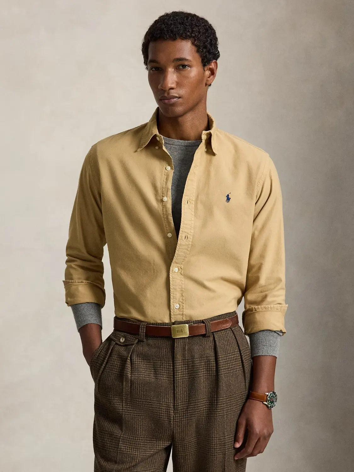 chemise-ralph-lauren-beige-homme-710805564525-face