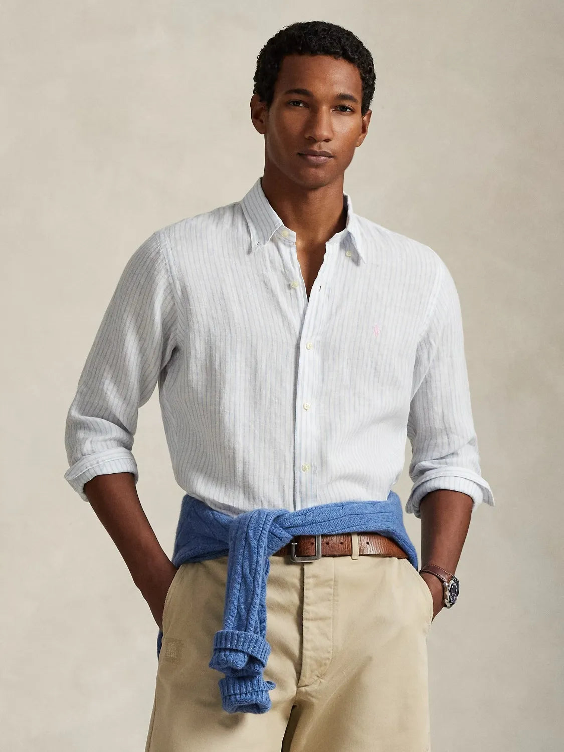chemise-ralph-lauren-bleue-lin-homme-710B15594004-face