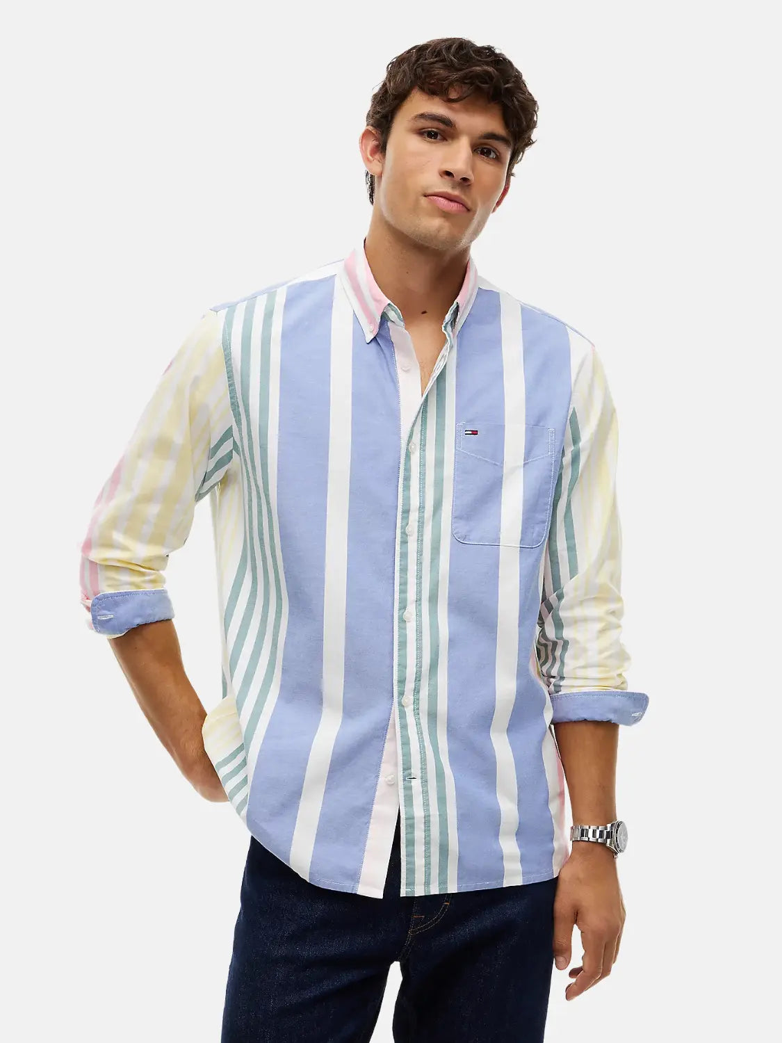 chemise-rayee-tommy-jeans-beige-face