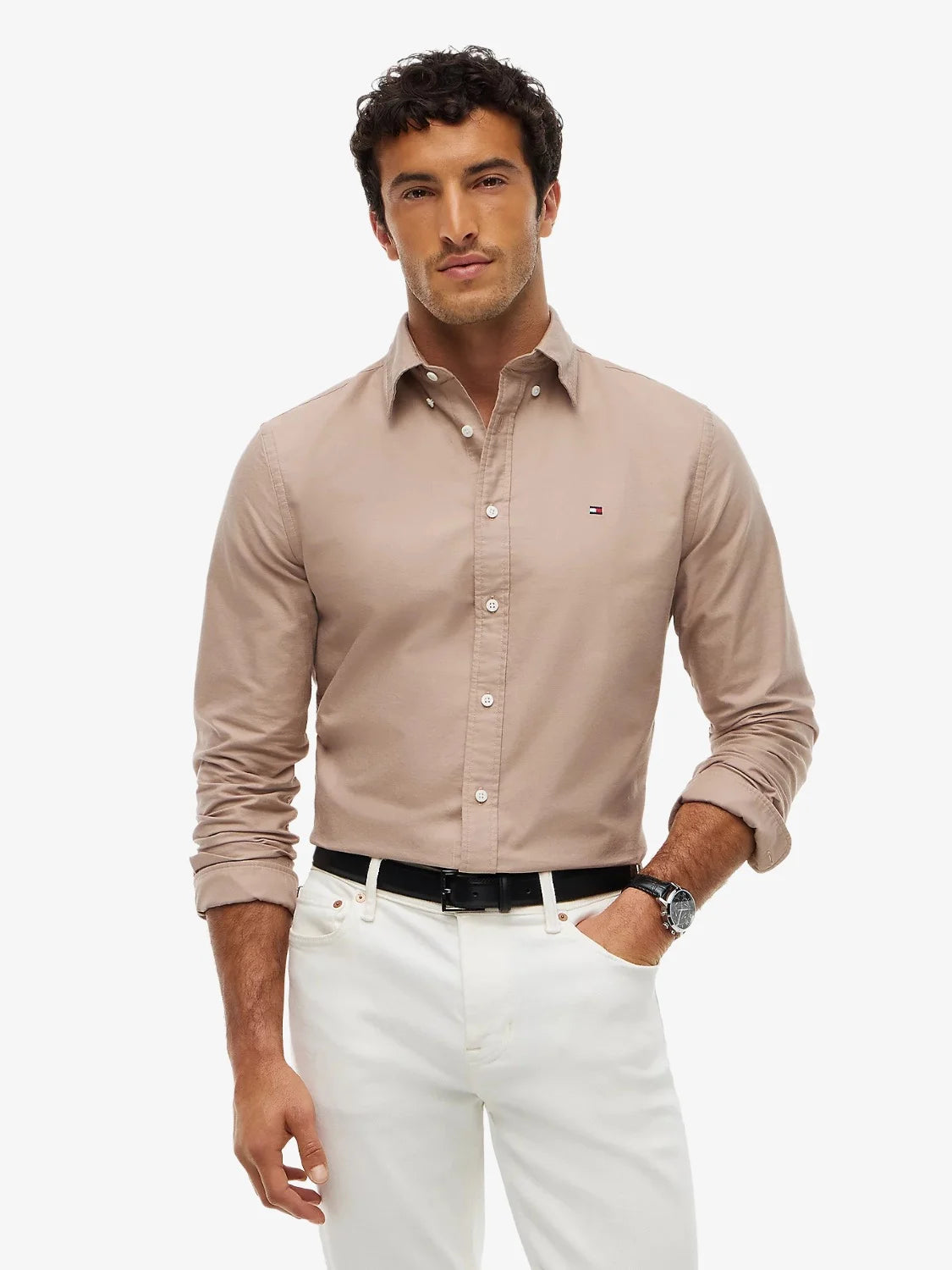 chemise-tommy-hilfiger-beige-homme-MW0MW357740F6-face