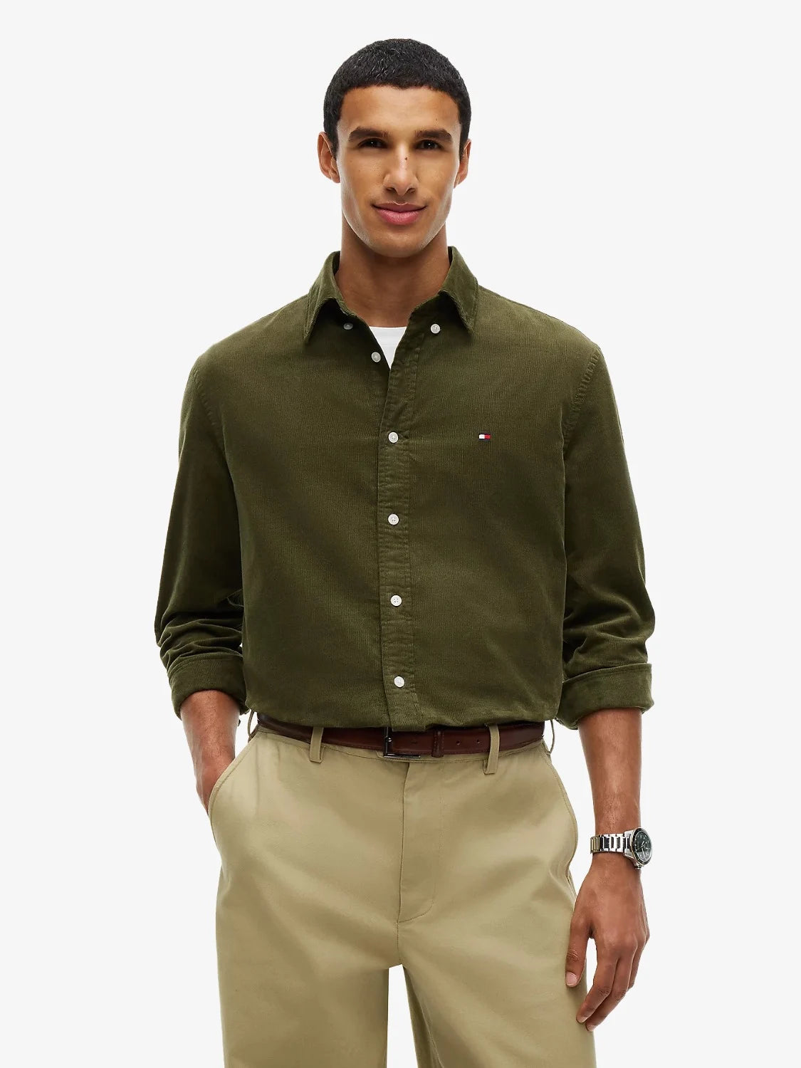 chemise-tommy-hilfiger-kaki-homme-MW0MW40486MT1-face