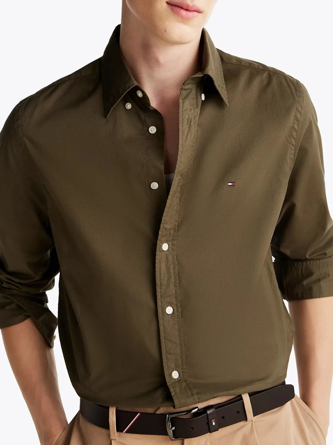 chemise-tommy-hilfiger-kaki-homme-zoom