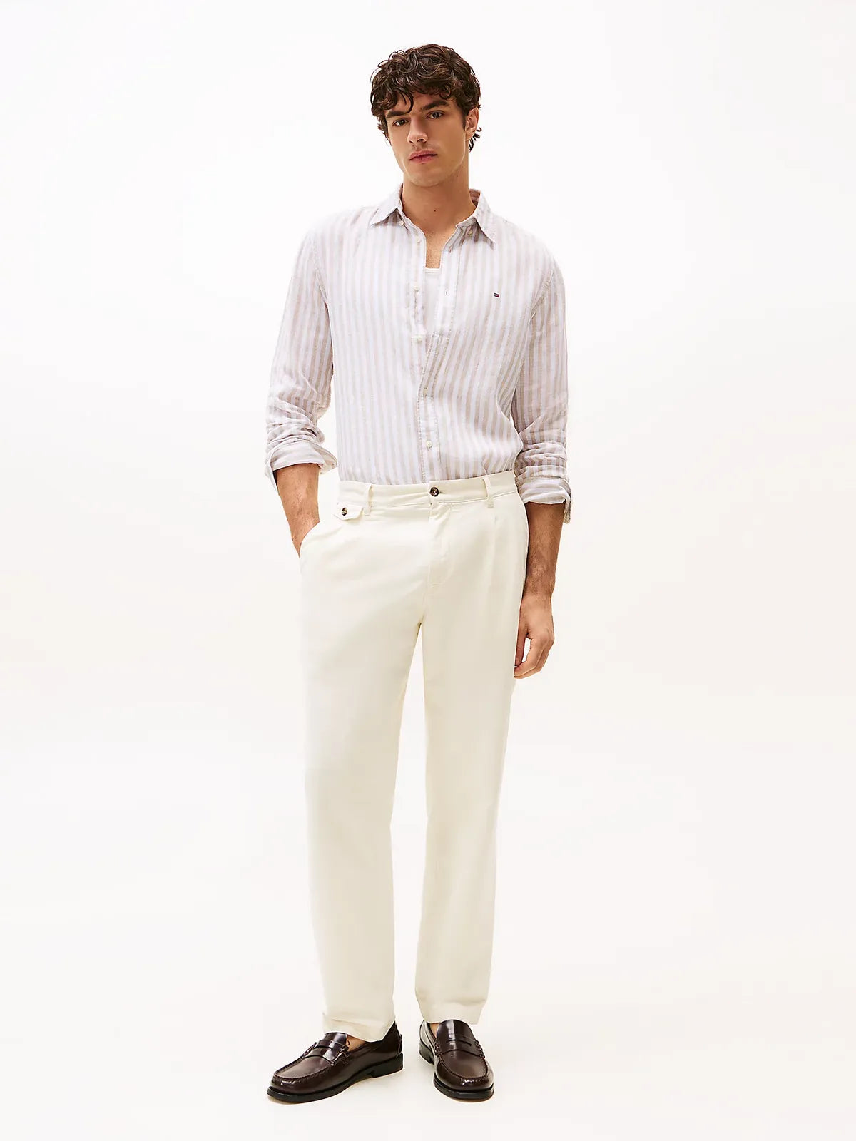 chemise-tommyhilfiger-homme-beige-porte