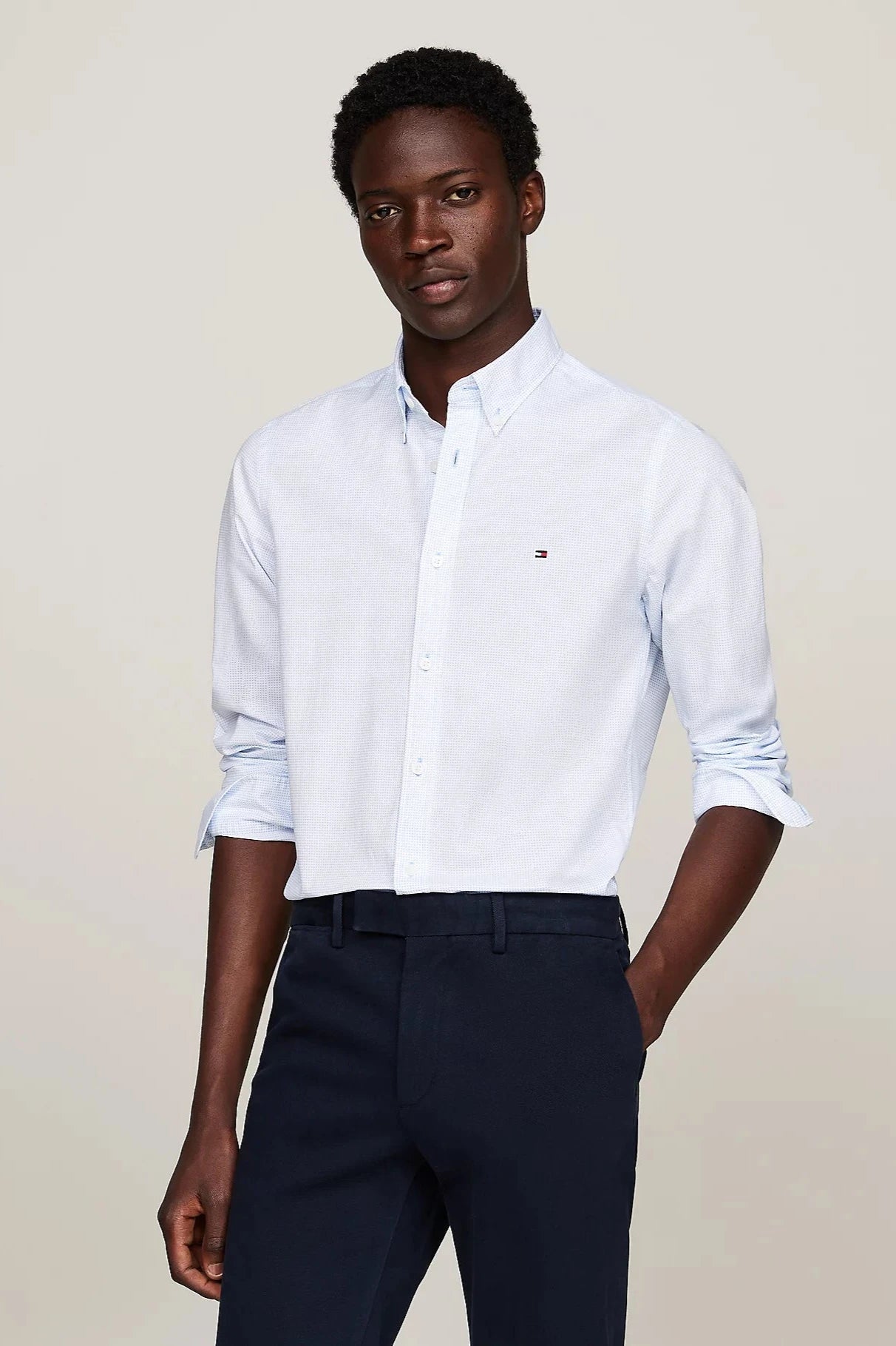 Chemise à motifs Tommy Hilfiger bleue | Georgespaul 