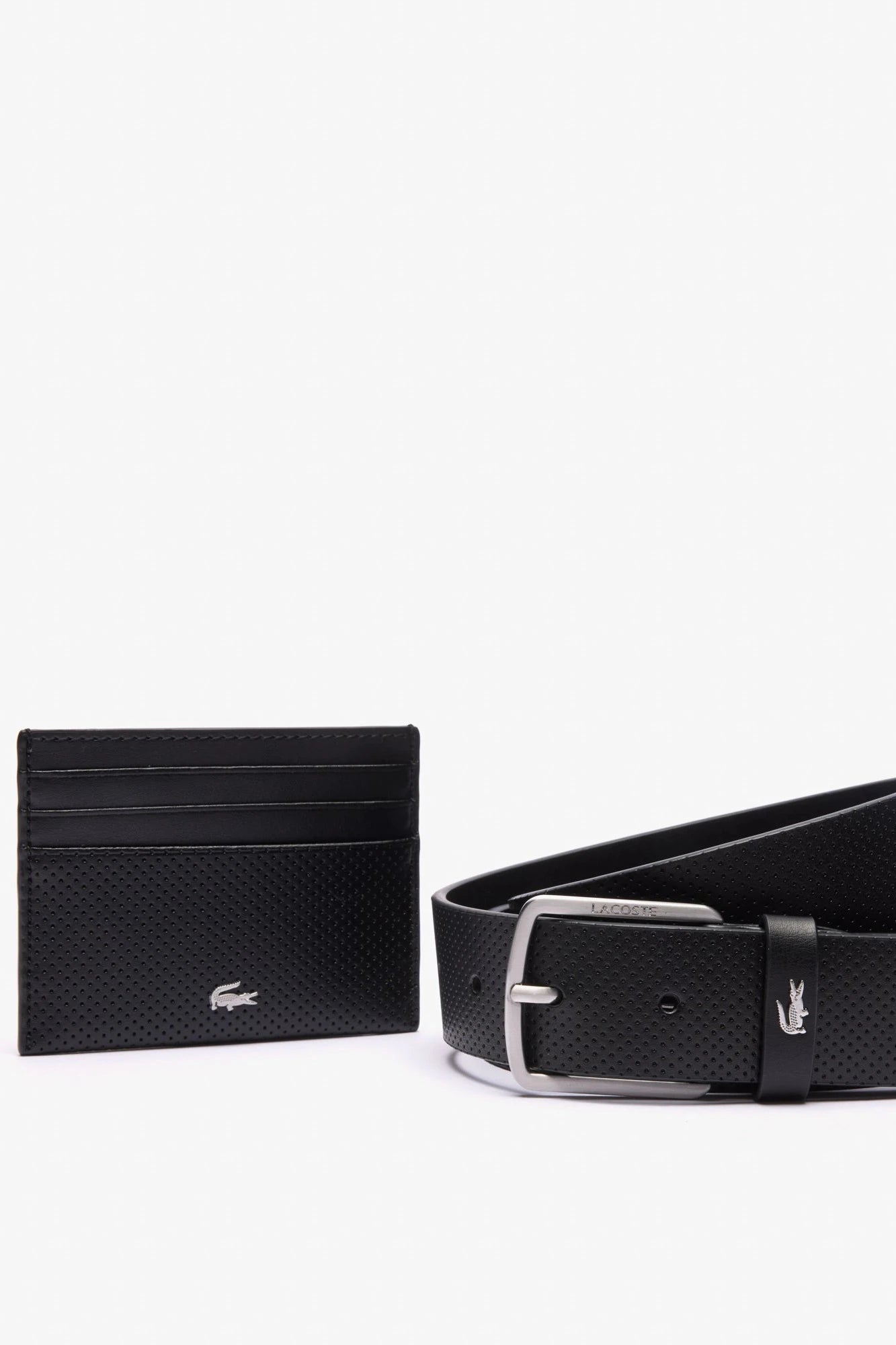 coffret ceinture et porte-cartes Lacoste noir | Georgespaul 