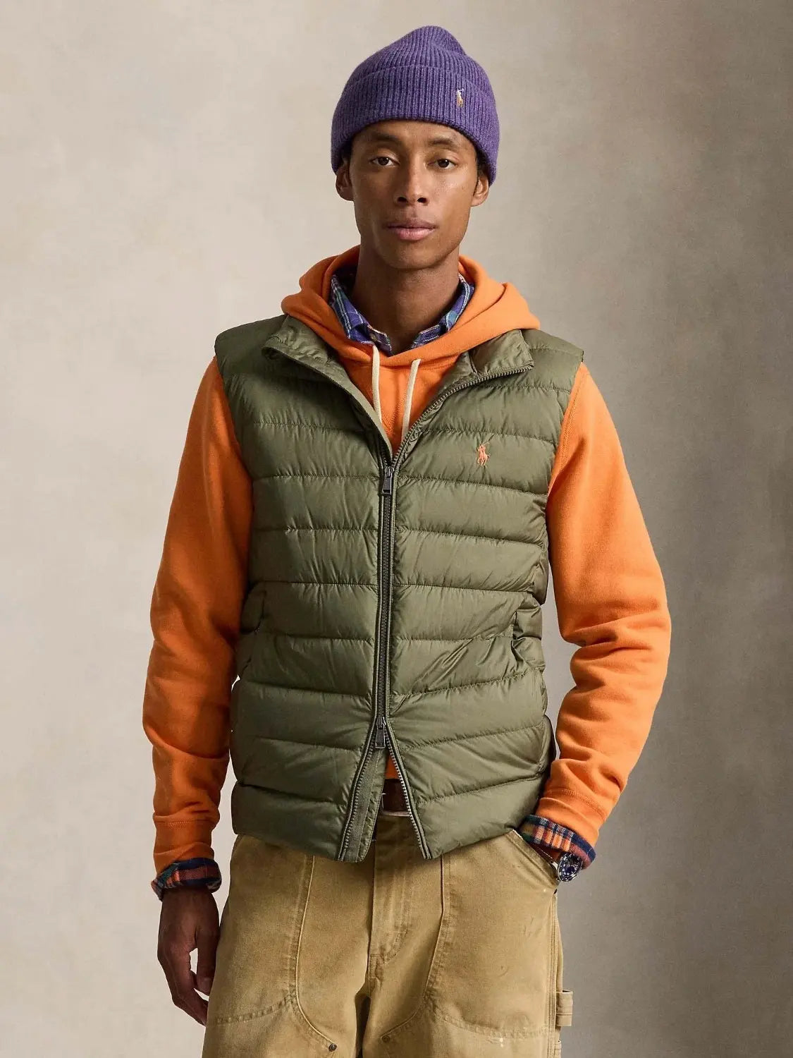 doudoune-sansmanche-ralph-lauren-kaki-710B20425010-face