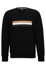 Afbeelding in Gallery-weergave laden, Sweat col rond bande tricolore BOSS noir pour homme | Georgespaul
