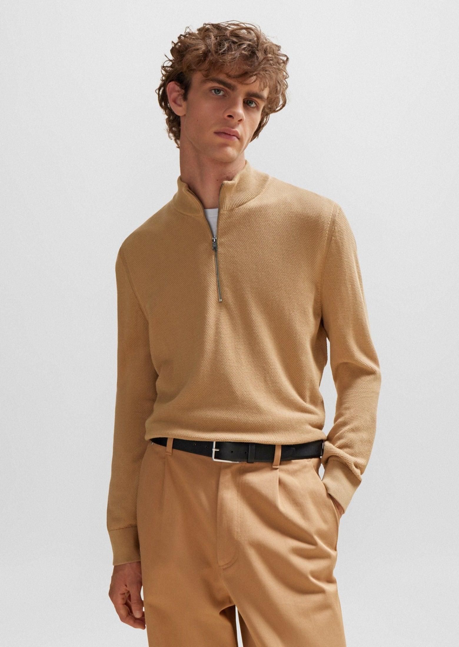 Pull demi-zip BOSS beige - Georgespaul