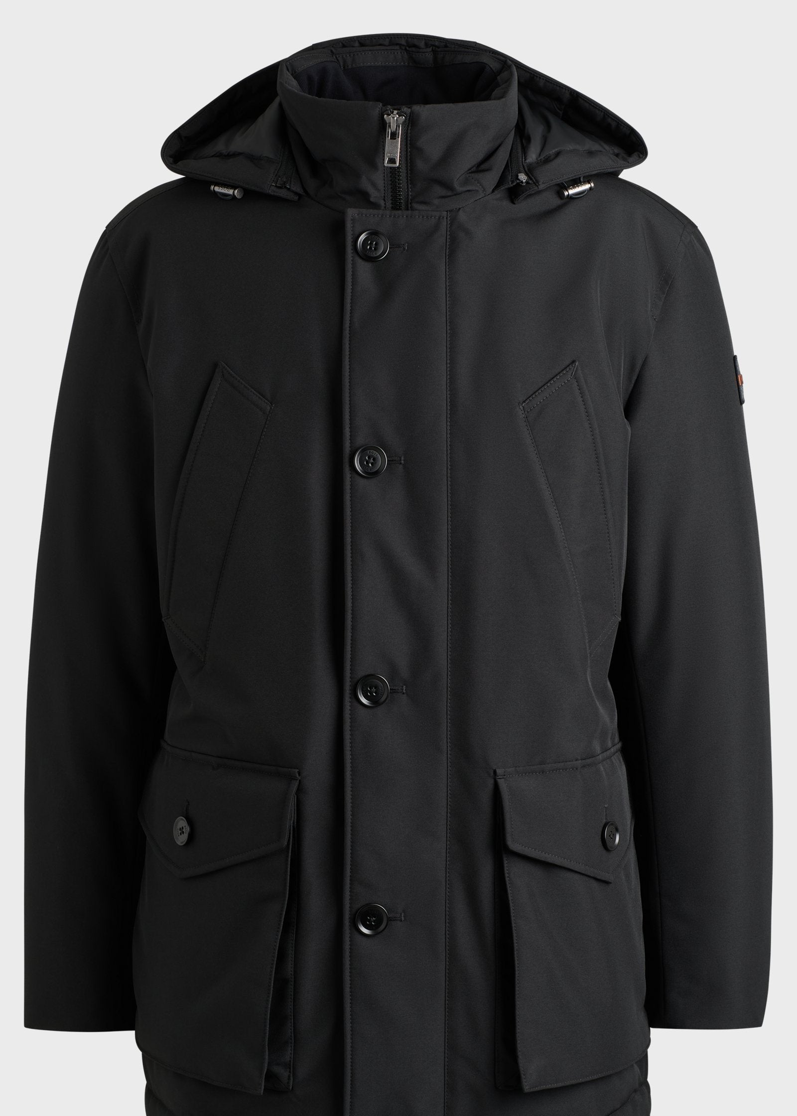 Parka à capuche homme BOSS noir déperlante | Georgespaul