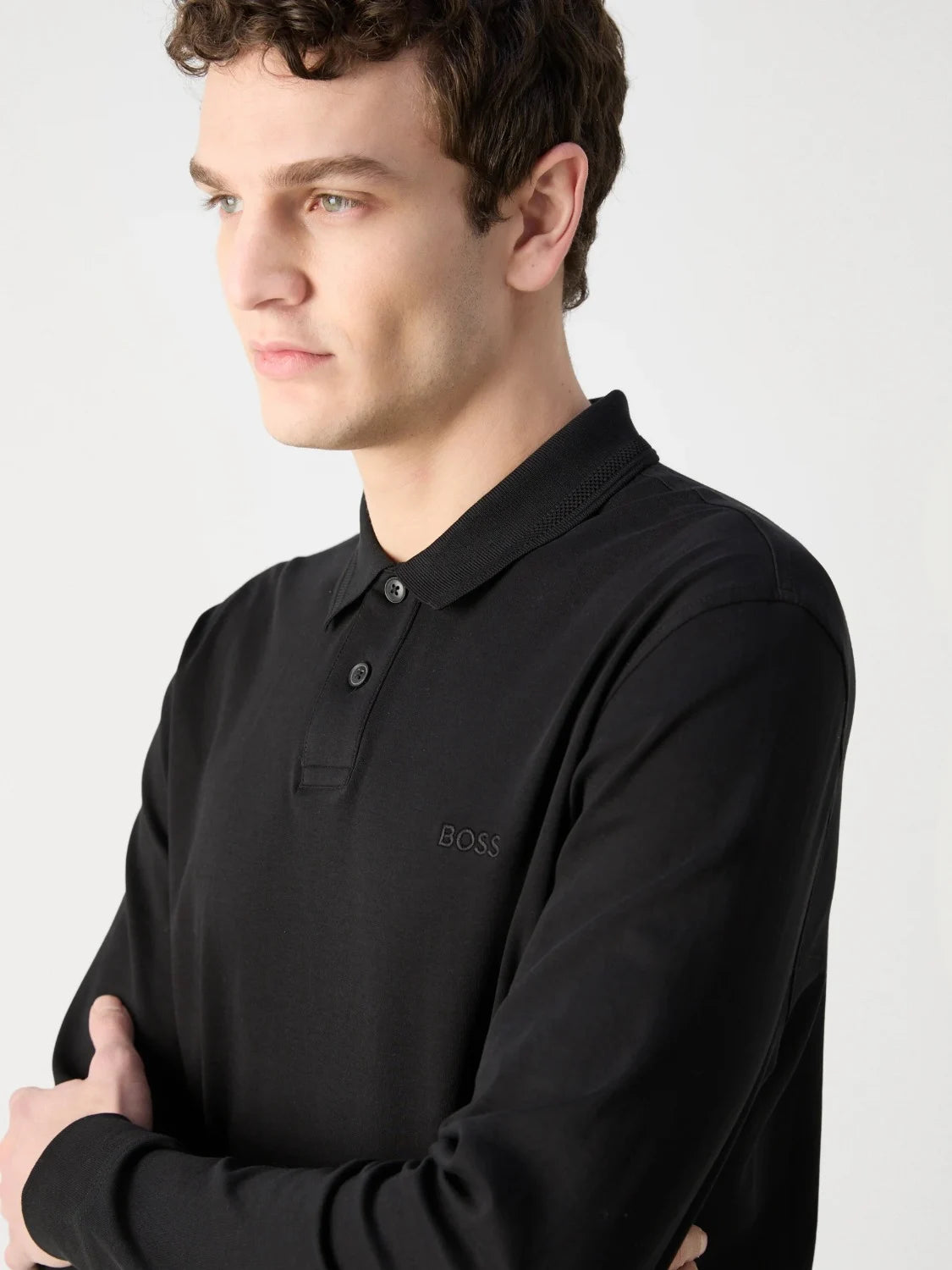 polo-manches-longues-boss-noir-homme-zoom-face