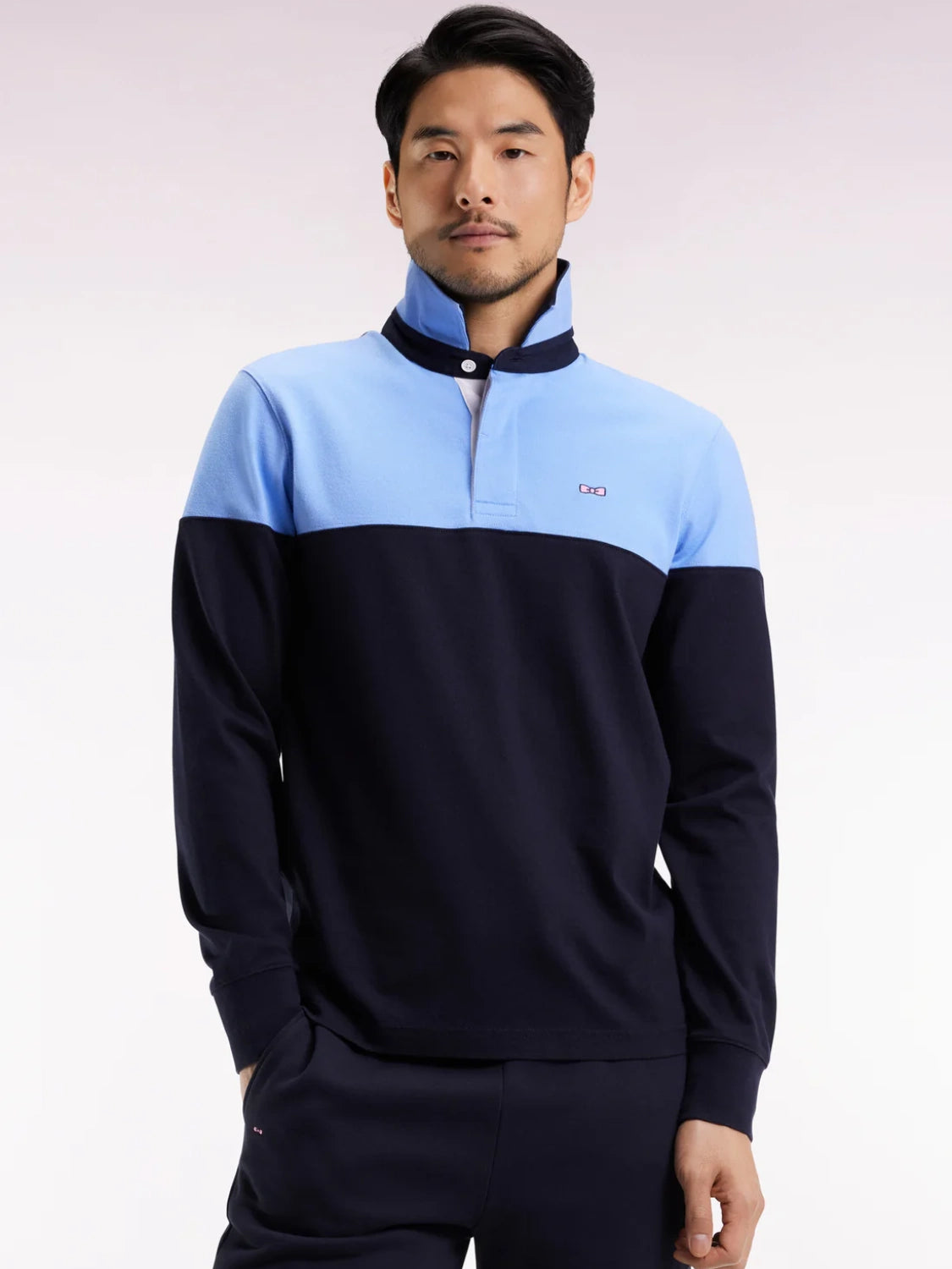 polo-manches-longues-eden-park-bleu-homme-face