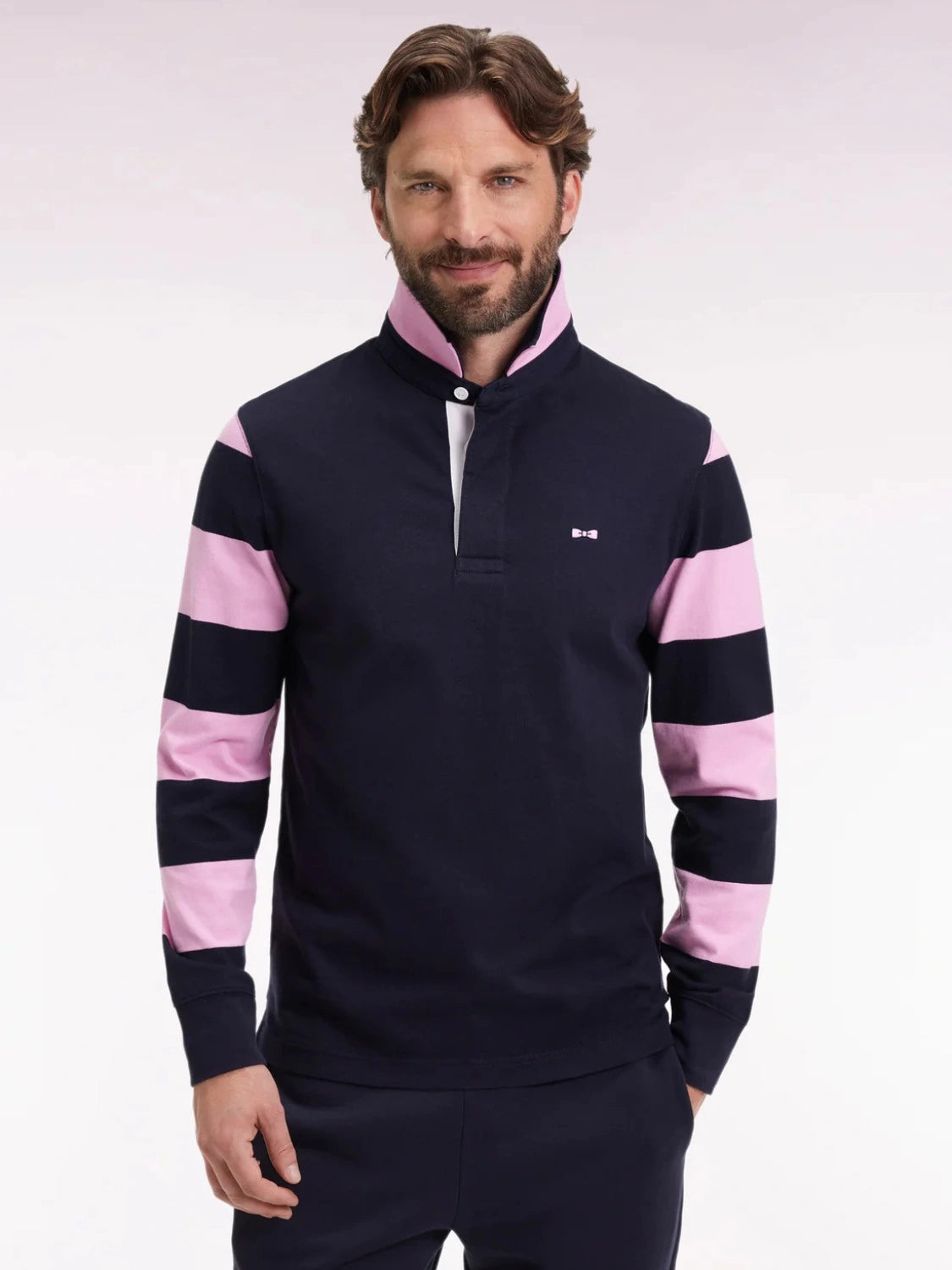 polo-manches-longues-eden-park-marine-rose-homme-face