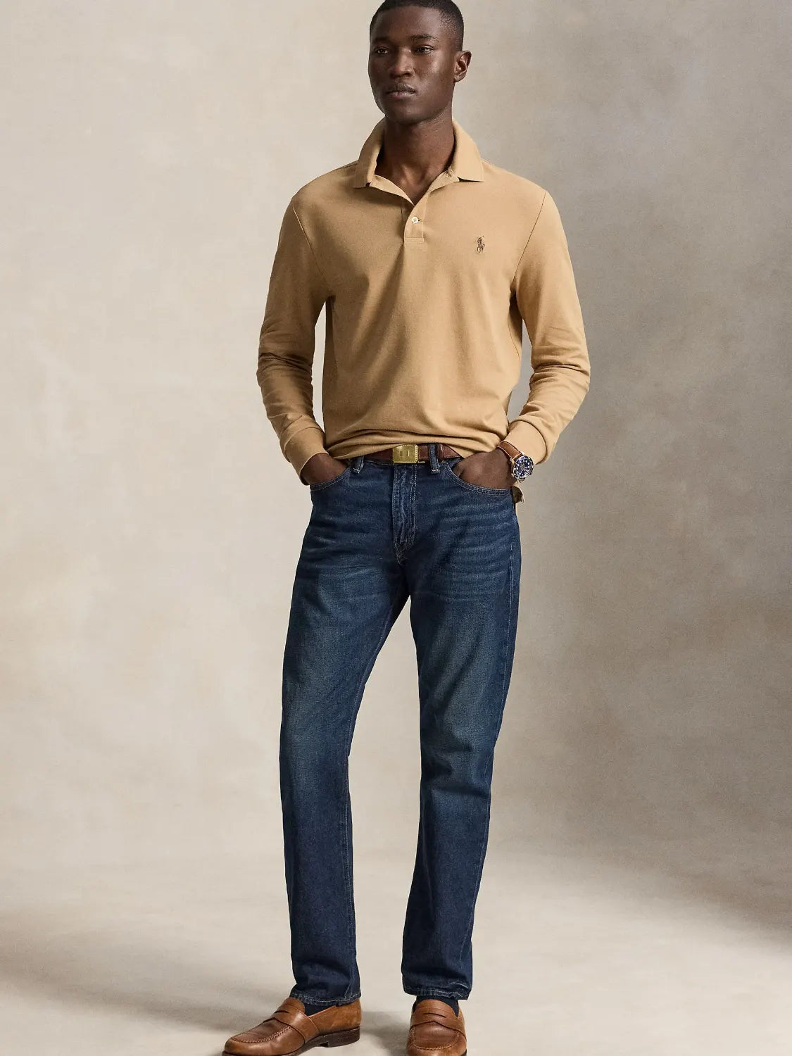 polo-manches-longues-ralph-lauren-marron-porte-710955081500