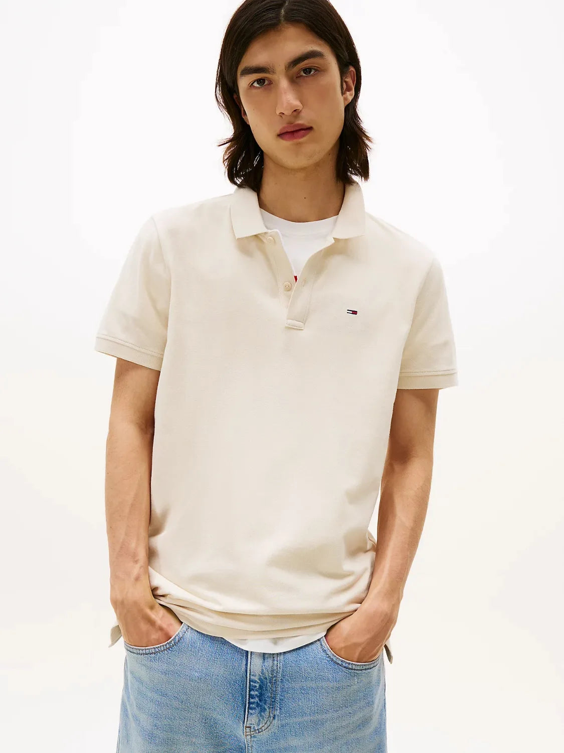 polo-tommy-hilfiger-beige-homme-face
