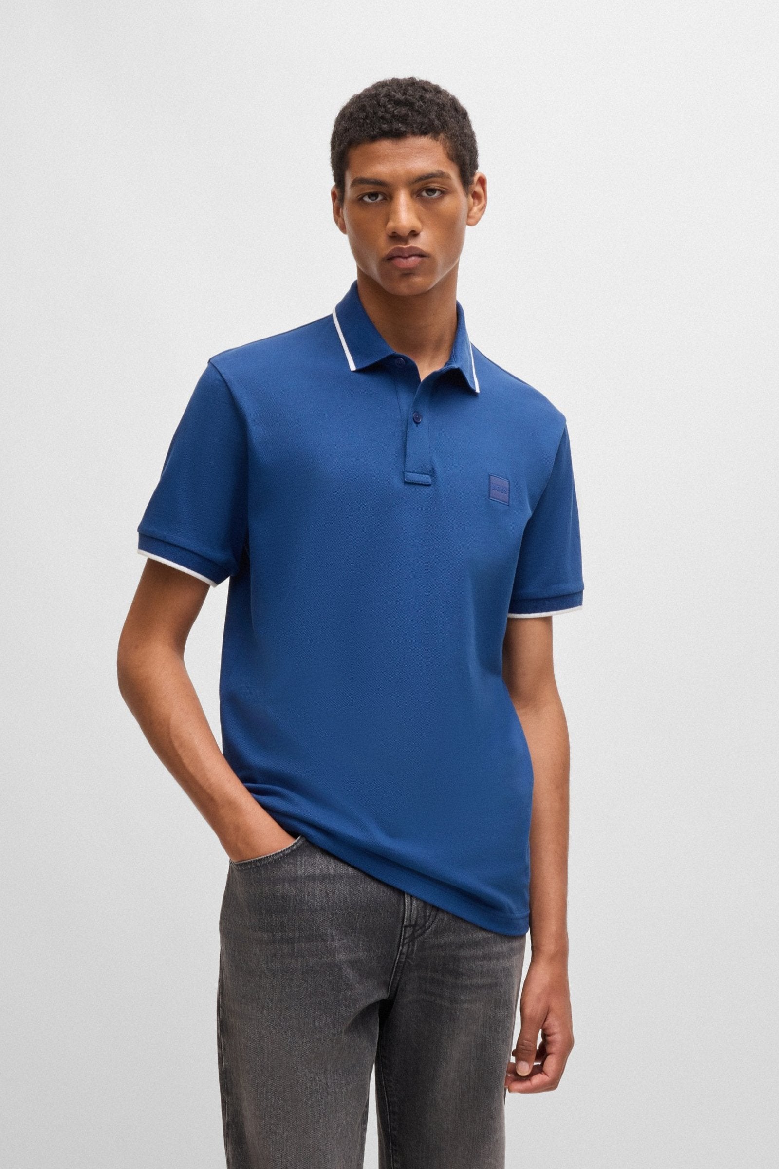 Polo BOSS bleu homme | Georgespaul                 