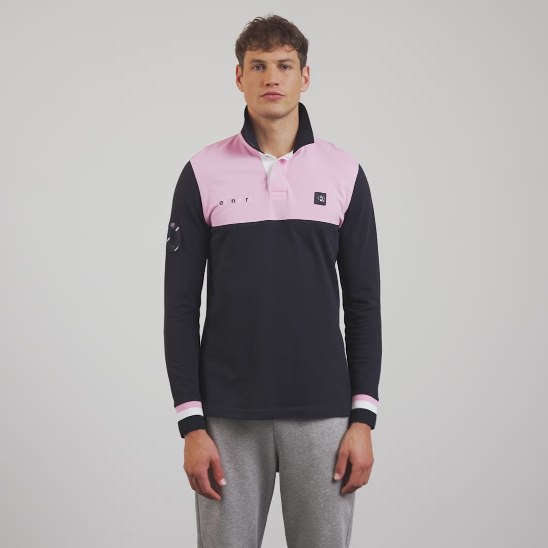 Polo homme manches longues colorblock Eden Park rose I Georgespaul