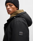 Parka à capuche homme BOSS noir déperlante | Georgespaul