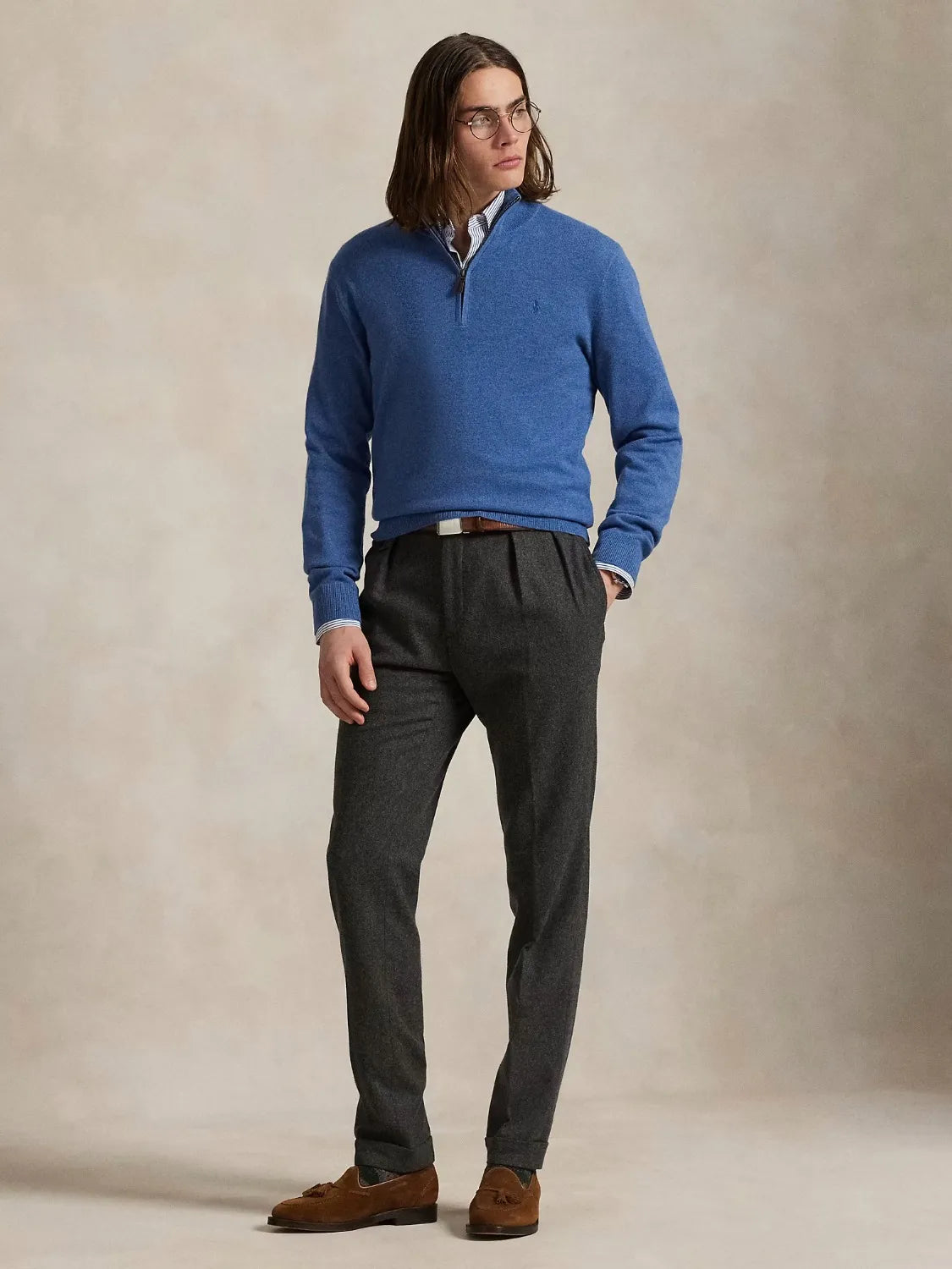pull-camionneur-laine-ralph-lauren-bleu-homme-porte