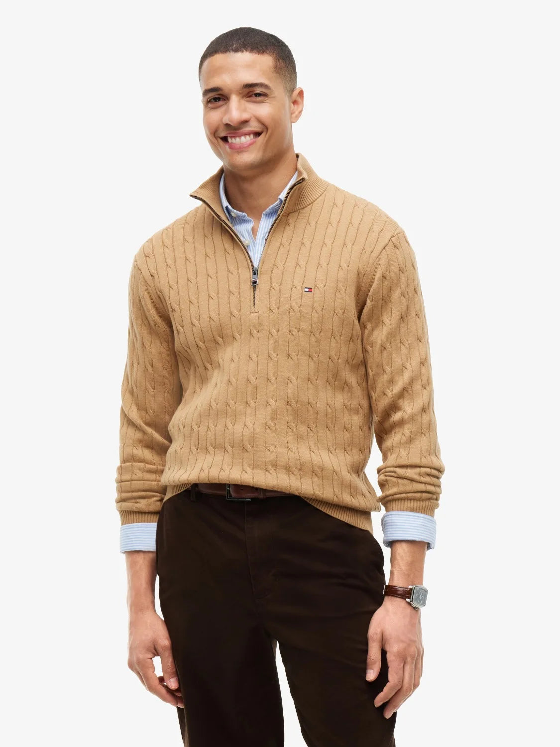pull-camionneur-tommy-hilfiger-beige-homme-MW0MW36532RBC-face