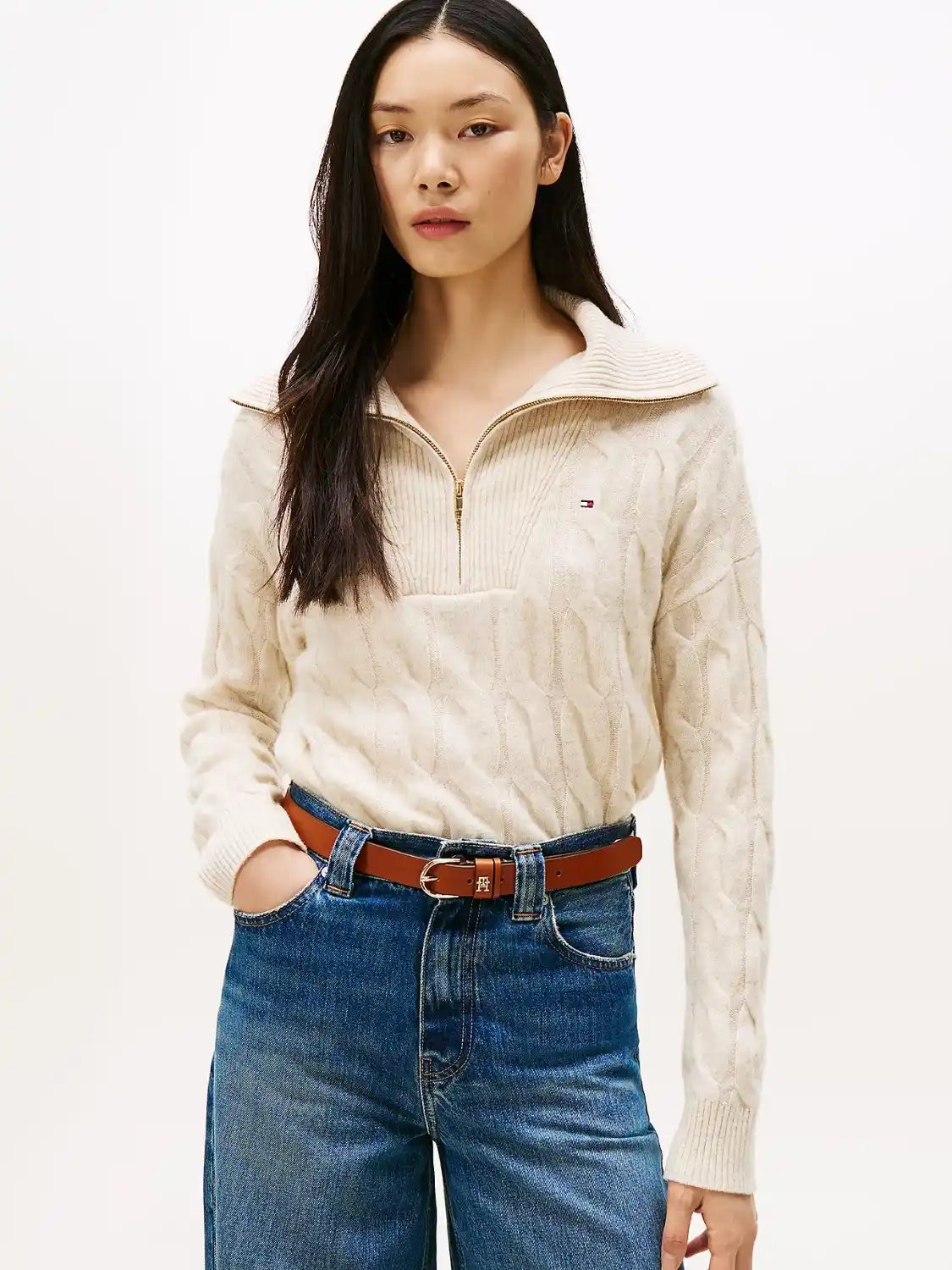 pull-femme-torsade-tommy-hilfiger-femme-beige-face