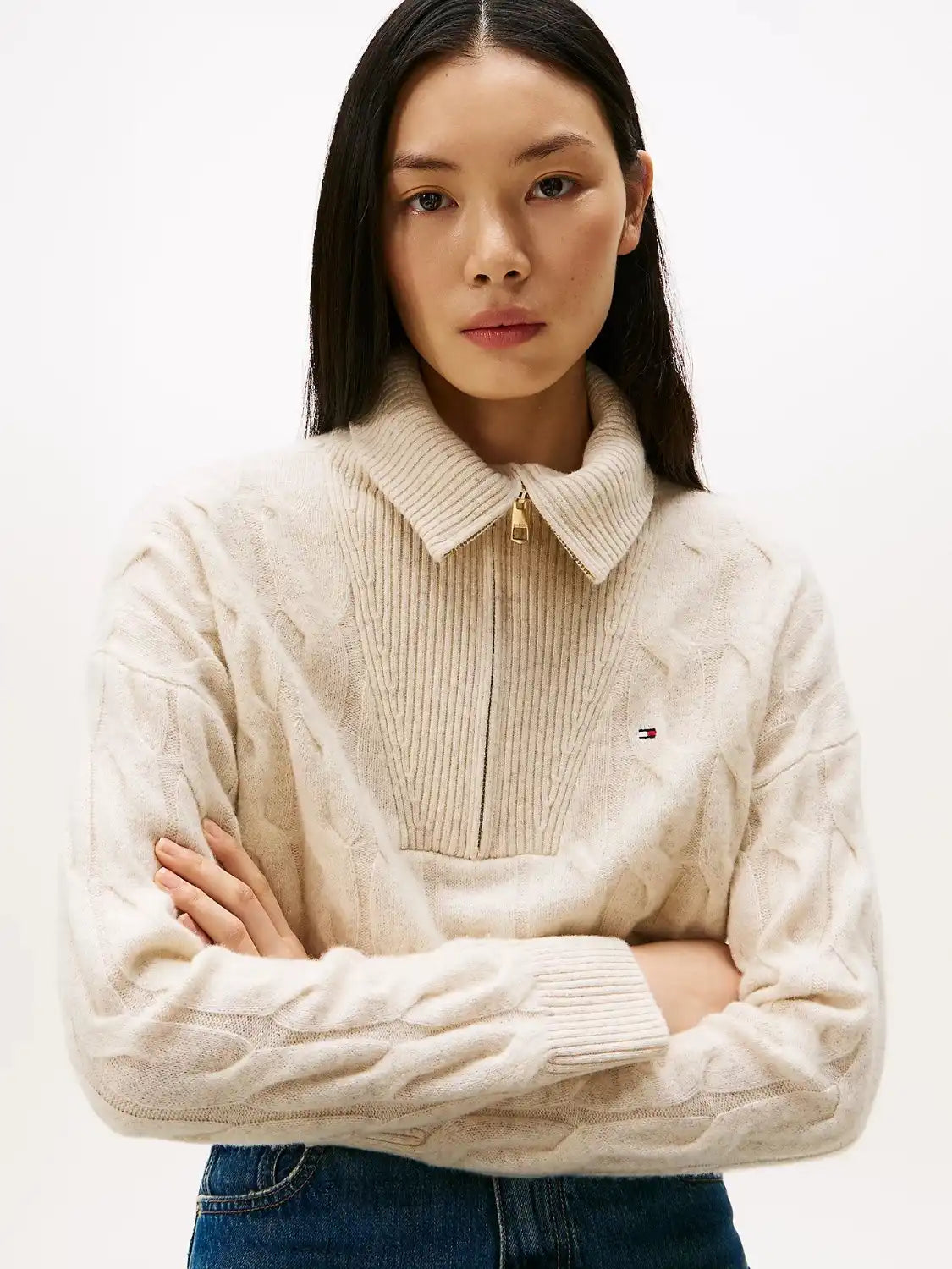 pull-femme-torsade-tommy-hilfiger-femme-beige-zoom