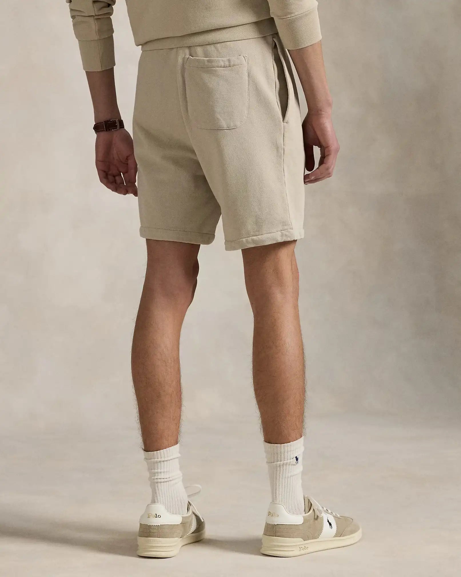 short-en-molleton-ralph-lauren-beige-homme-dos