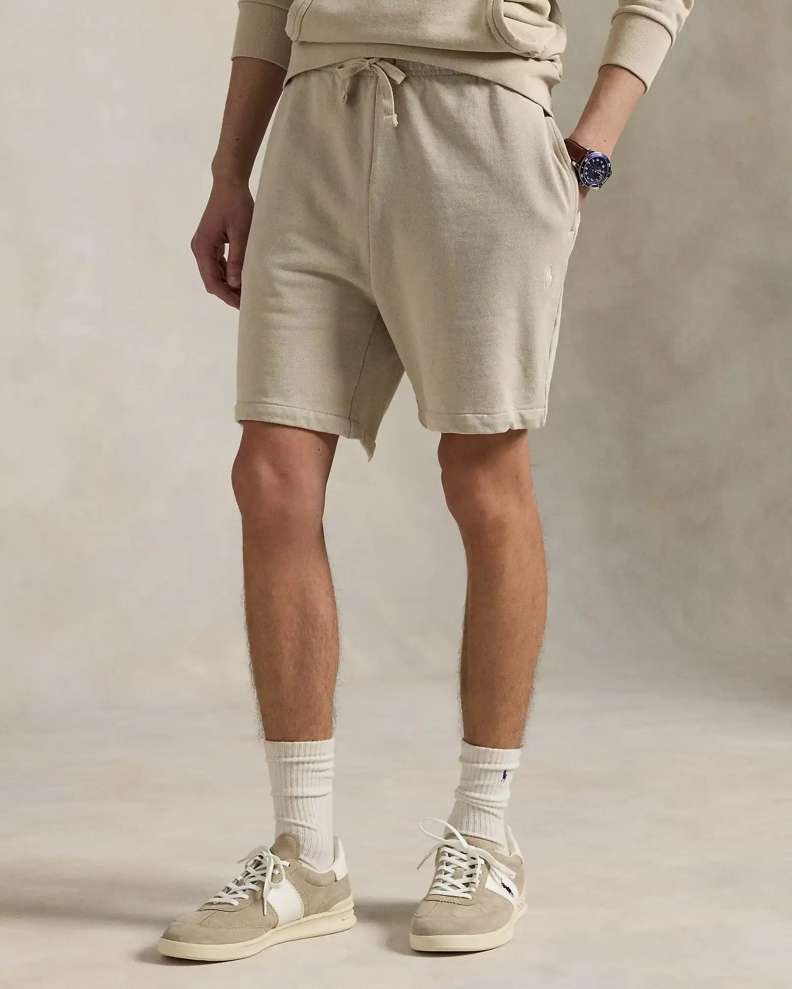 short-en-molleton-ralph-lauren-beige-homme-face